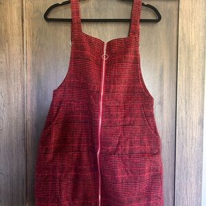 NWOT Red Plaid Pinafore Dress
